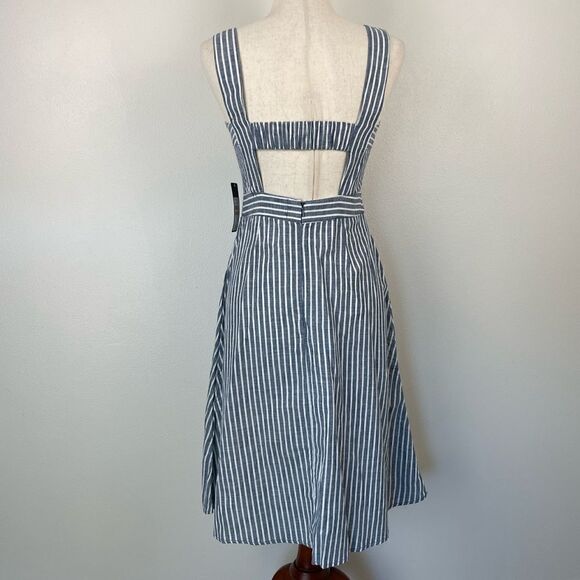 NWT RACHEL Rachel Roy Navy Blue and White Striped Midi Dress Size 2 - Picture 7 of 10